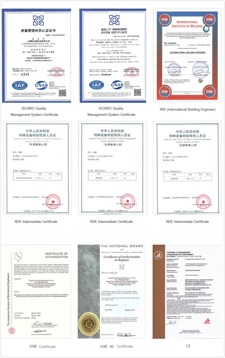 Tank manufacture certificates